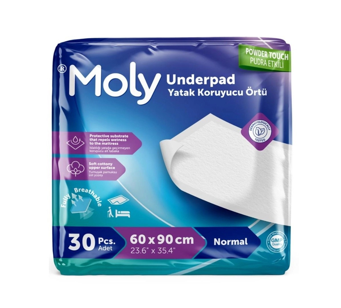 Moly Yatak Koruyucu Örtü Köpek Pedi 60x90 cm 30`lu